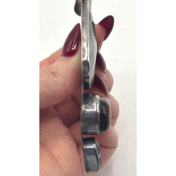 Charles Albert Sterling Silver Pendant Turquoise Amber Blue Topaz 925 - Picture 5 of 6